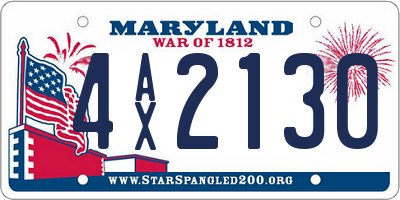 MD license plate 4AX2130