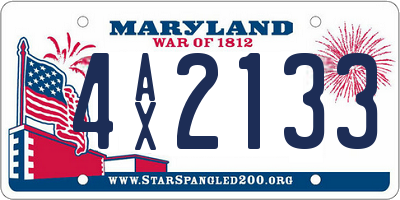 MD license plate 4AX2133