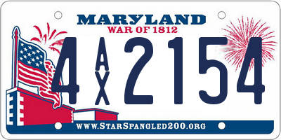 MD license plate 4AX2154