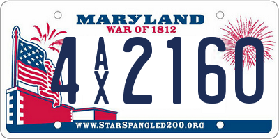 MD license plate 4AX2160