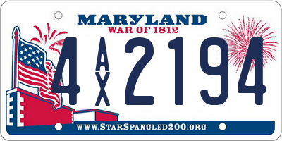 MD license plate 4AX2194