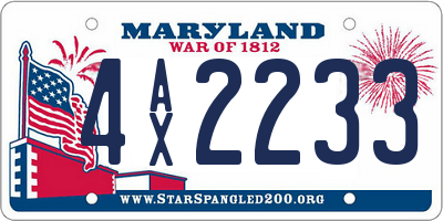 MD license plate 4AX2233