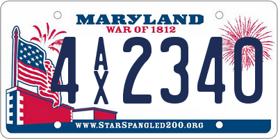 MD license plate 4AX2340