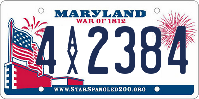 MD license plate 4AX2384