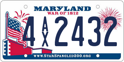 MD license plate 4AX2432