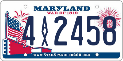 MD license plate 4AX2458