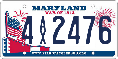MD license plate 4AX2476