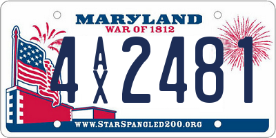 MD license plate 4AX2481