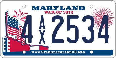 MD license plate 4AX2534