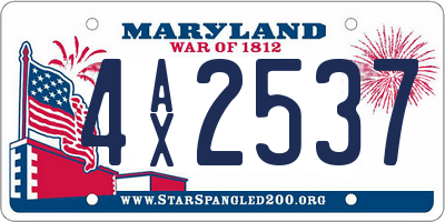 MD license plate 4AX2537