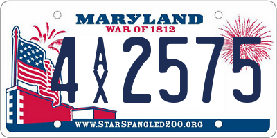 MD license plate 4AX2575