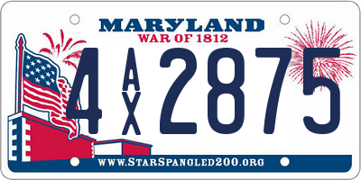 MD license plate 4AX2875
