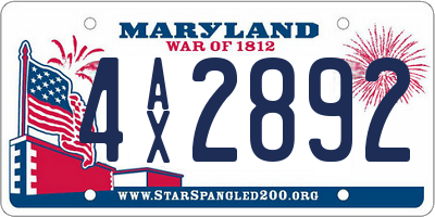 MD license plate 4AX2892