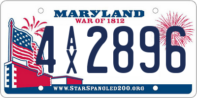MD license plate 4AX2896