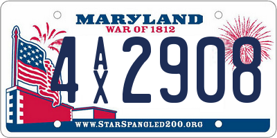 MD license plate 4AX2908