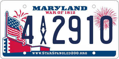 MD license plate 4AX2910