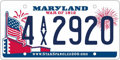 MD license plate 4AX2920