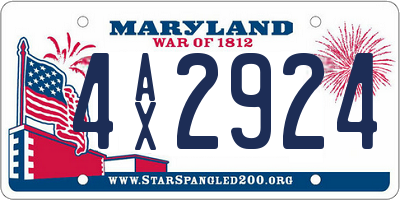 MD license plate 4AX2924