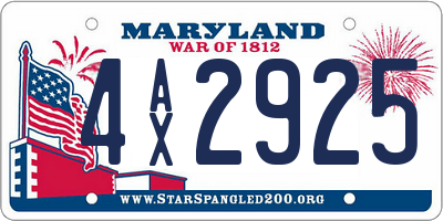 MD license plate 4AX2925