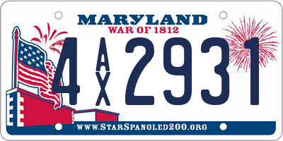 MD license plate 4AX2931