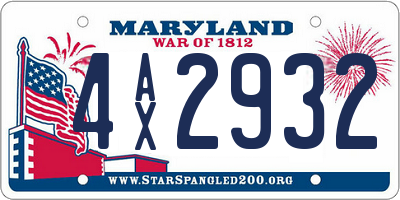 MD license plate 4AX2932