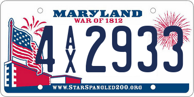 MD license plate 4AX2933