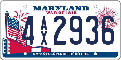 MD license plate 4AX2936