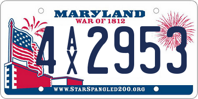 MD license plate 4AX2953