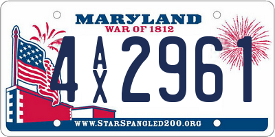 MD license plate 4AX2961