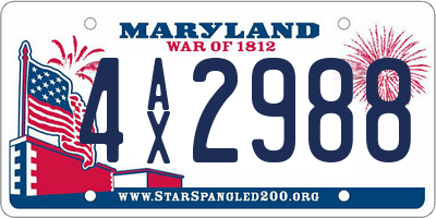 MD license plate 4AX2988