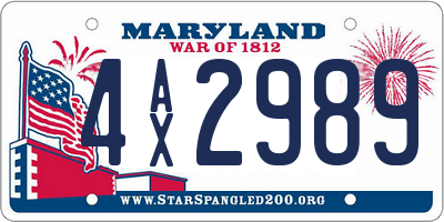 MD license plate 4AX2989