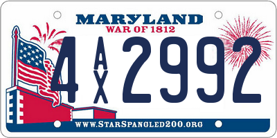 MD license plate 4AX2992