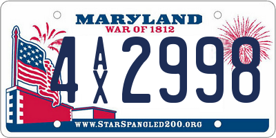 MD license plate 4AX2998