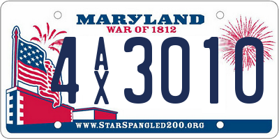 MD license plate 4AX3010
