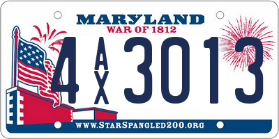 MD license plate 4AX3013