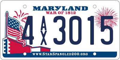 MD license plate 4AX3015