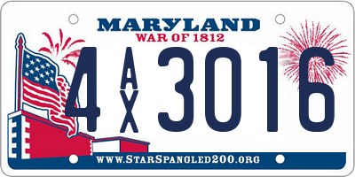 MD license plate 4AX3016
