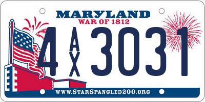 MD license plate 4AX3031