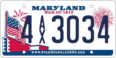 MD license plate 4AX3034