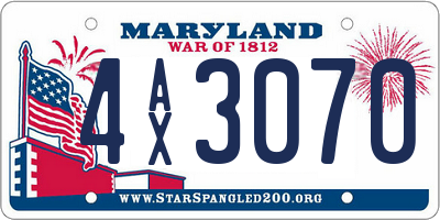 MD license plate 4AX3070