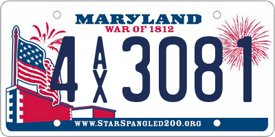 MD license plate 4AX3081