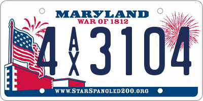 MD license plate 4AX3104