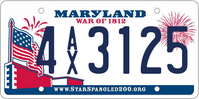 MD license plate 4AX3125