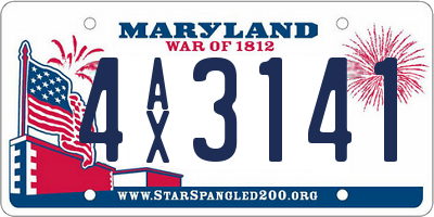 MD license plate 4AX3141