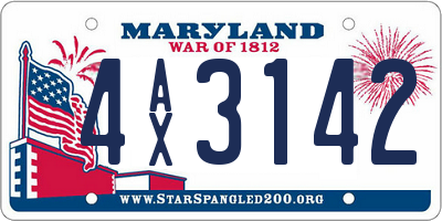 MD license plate 4AX3142