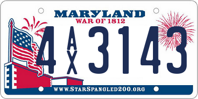 MD license plate 4AX3143