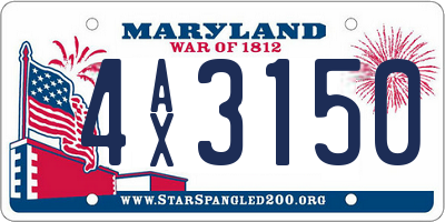 MD license plate 4AX3150