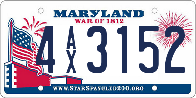 MD license plate 4AX3152