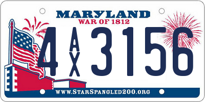 MD license plate 4AX3156