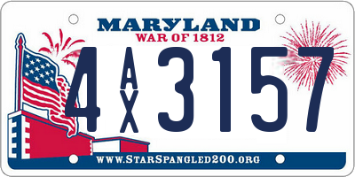 MD license plate 4AX3157